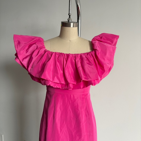 $595 NWT RHODE “Viola” Ruffle Midi Dress in Malibu Pink Sz 2 - Picture 7 of 13